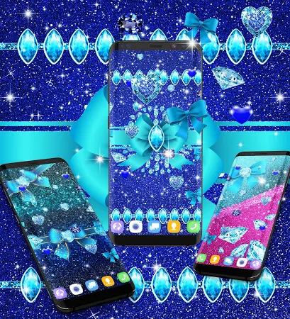 Blue glitter diamond bow live wallpaper मुफ्त डाउनलोड।  .
